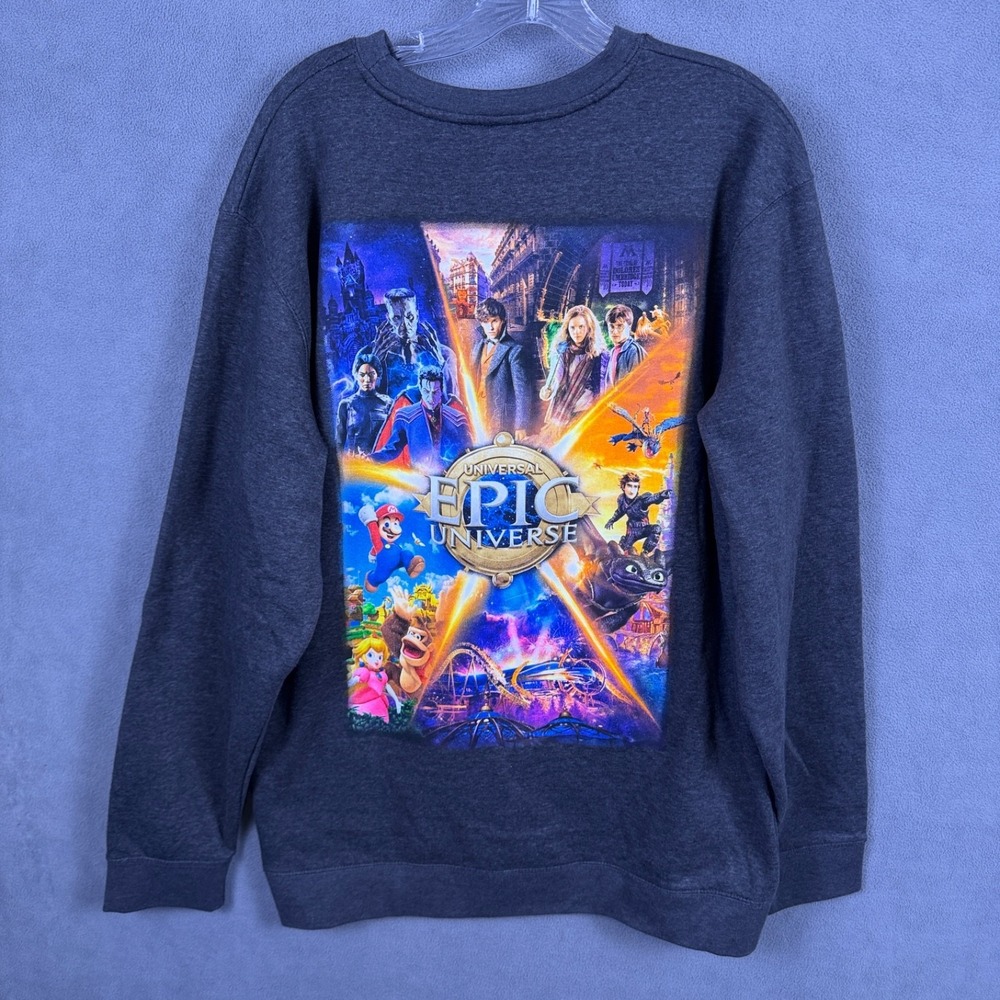 Universal‎ Epic Universe Mens 2XL Charcoal Grey  Crewneck Sweatshirt Pullover